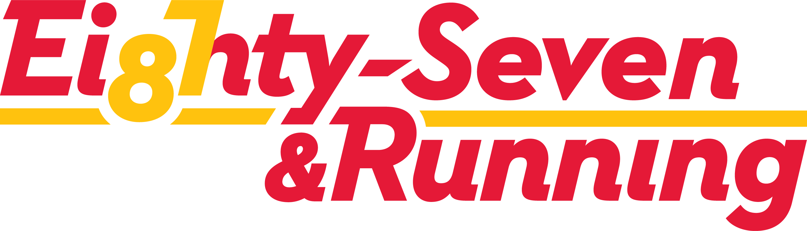 eighty seven and running logo in red and white
